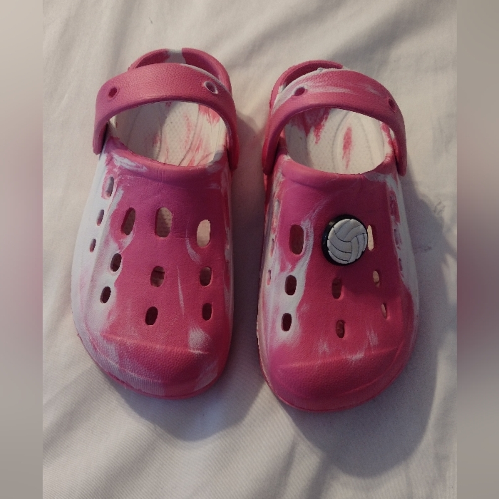 Pink and White Tie Dye Clogs Girls, Size Small Super Cute And Lightweight!